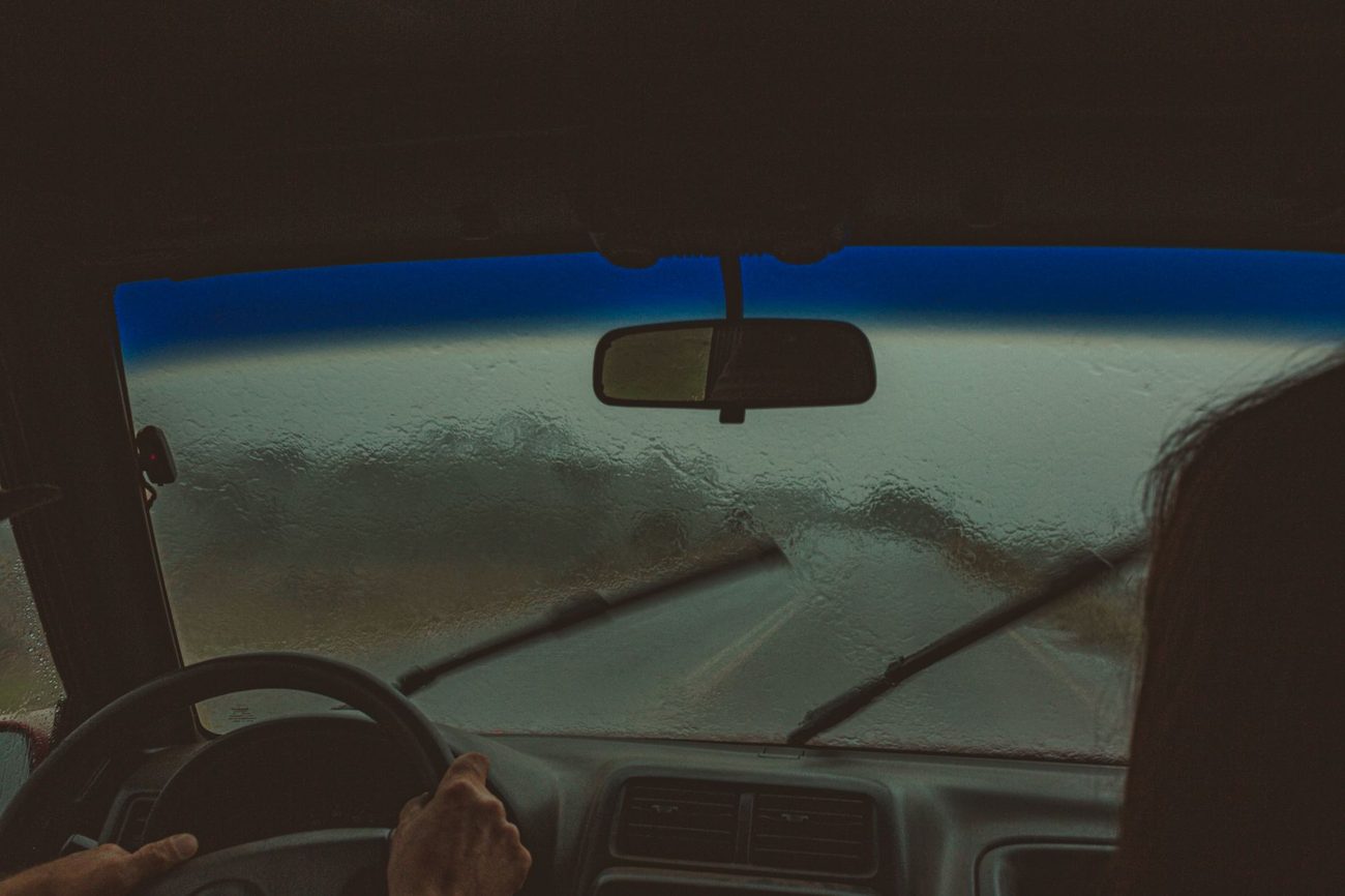 Garrett's first drive home in a hard rain at night